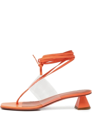 Amina Muaddi leather heeled sandals - Orange
