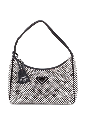 Prada Pre-Owned Re-Edition 2000 Crystal Embellished Satin Mini hobo bag - Black