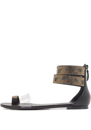 Casadei Vintage 2024 crystal-embellishment leather sandals - Black