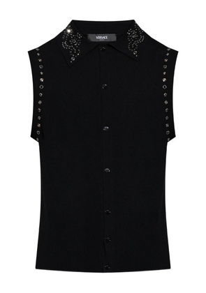 Versace embellished collar sleeveless vest - Black