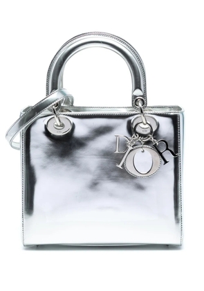 Christian Dior Pre-Owned 2013 Medium Metallic Patent Lady Dior satchel - Silver