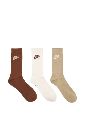Nike logo-embroidered socks (set of three) - Brown