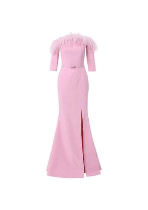 Rami Al Ali feather-embellished mermaid gown maxi dress - Pink