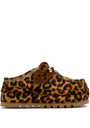 NAKED WOLFE leopard-print suede shearling ankle boots - Brown