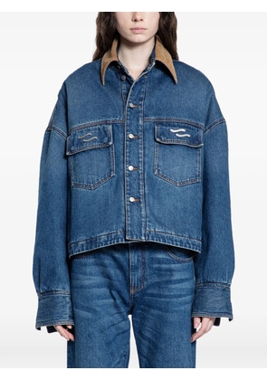 Ssheena contrasting-collar denim jacket - Blue