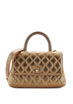 CHANEL Pre-Owned Coco Top Handle Bag Quilted Iridescent Caviar Mini satchel - Gold