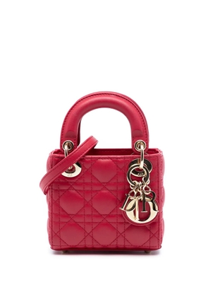 Christian Dior Pre-Owned 2020 Micro Lambskin Cannage Lady Dior satchel - Red