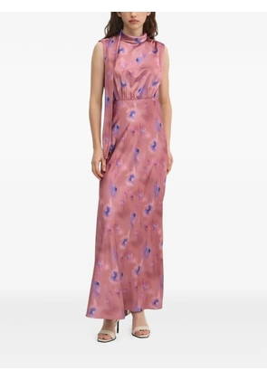 HUGO butterfly-print satin maxi dress - Pink