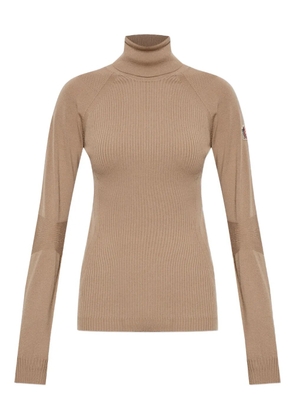 Moncler Grenoble logo-appliqué ribbed-knit jumper - Neutrals