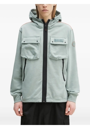 Napapijri hooded pocket zip sweatshirt - Blue