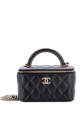 CHANEL Pre-Owned Charming Handle Vanity Case with Chain Quilted Lambskin Small satchel - Black
