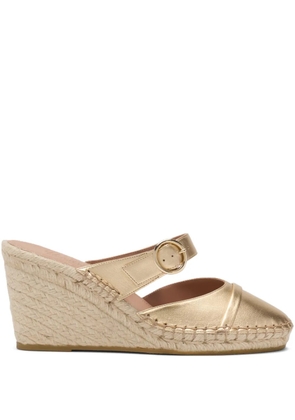 Malone Souliers Farah metallic-buckle wedge-heel mules - Gold
