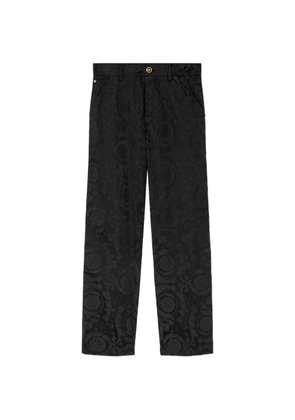 Versace floral-jacquard trousers - Black