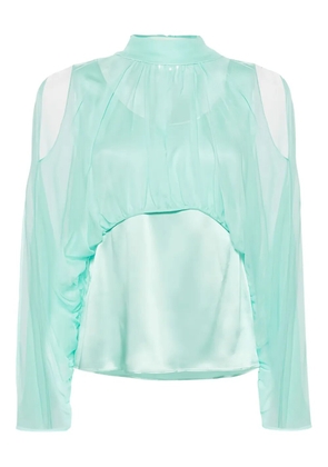 Alberta Ferretti open shoulder high neck blouse - Blue