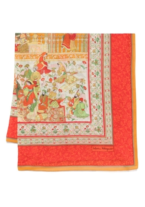 Ferragamo Pre-Owned 1990s illustration-print scarf - Neutrals