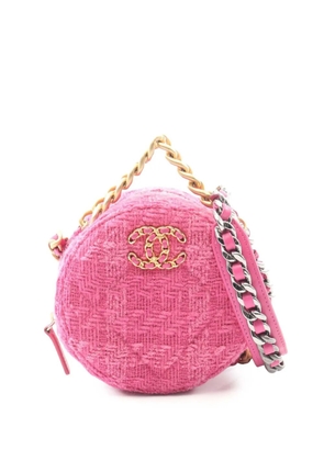 CHANEL Pre-Owned 2019 Tweed 19 Round Clutch with Chain crossbody bag - Pink