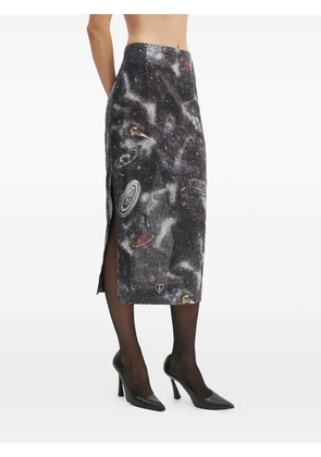 MOSCHINO JEANS galaxy-pattern midi skirt - Black