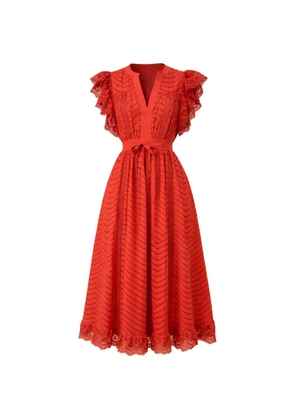 Ulla Johnson Olga ruffled V-neck midi dress - Red
