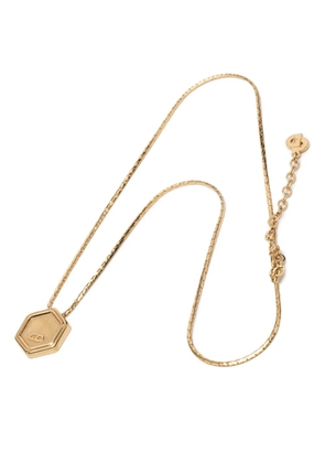 Christian Dior Pre-Owned 20th Century Gold Plated Hexagon Logo Pendant Necklace costume necklace