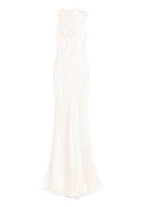 Michelle Mason ruffle bias gown - White