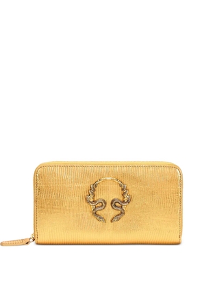 Roberto Cavalli embossed zip wallet - Gold