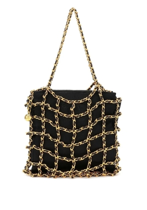 CHANEL Pre-Owned caged-chain silk clutch bag - Black