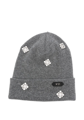 Nº21 crystal-embellished beanie - Grey