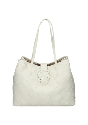 Just Cavalli woven emblem tote bag - White