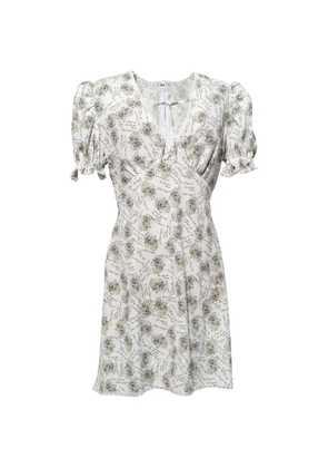 pushBUTTON puffed-sleeve patterned dress - White