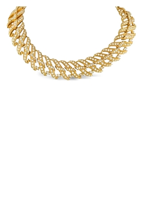 Chaumet 18K yellow gold diamond wave necklace