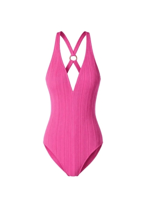 Michael Michael Kors cross-back ribbed swimsuit - Pink