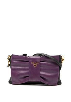 Prada Pre-Owned 2000-2012 Bicolor Nappa Fiocco Bow Clutch on Strap crossbody bag - Purple