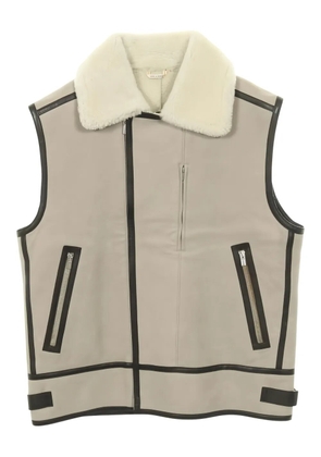 Hermès Pre-Owned zip-up shearling-trimmed gilet - Neutrals