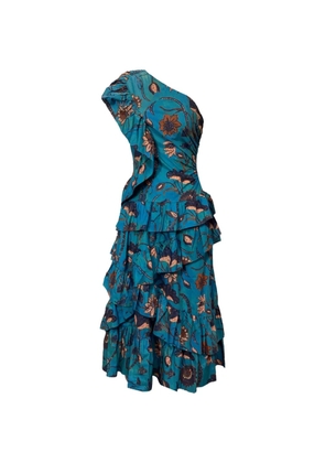 Ulla Johnson Ondine ruffle floral one-shoulder midi dress - Blue