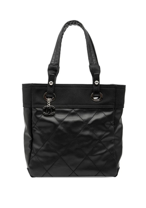 CHANEL Pre-Owned 2006-2008 Small Quilted Coated Canvas Paris Biarritz tote bag - Black
