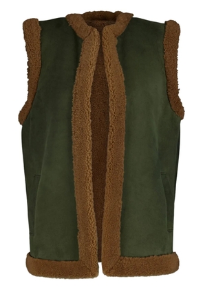 PAULA embroidered-patch shearling vest - Green