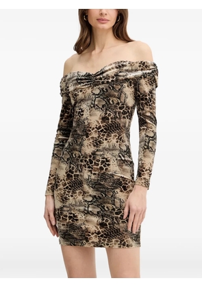 GUESS USA off-shoulder animal-print mini dress - Neutrals