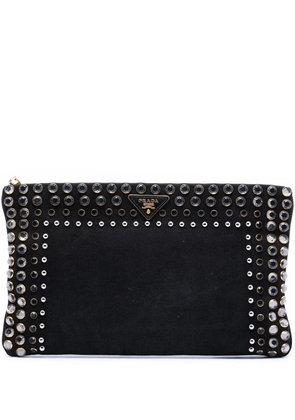 Prada Pre-Owned 2000-2013 Canvas Canapa Studded Vernice clutch bag - Black