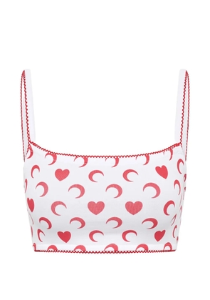 Marine Serre heart moon-print bra - White