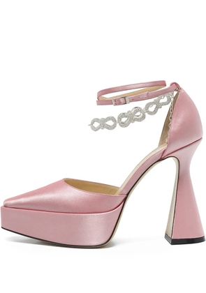 MACH & MACH crystal-embellished platform pumps - Pink