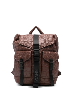 GANNI quilted-design backpack - Brown