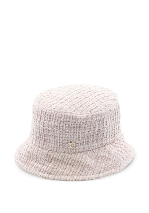 CHANEL Pre-Owned 1986-1988 tweed coco mark hat - Neutrals