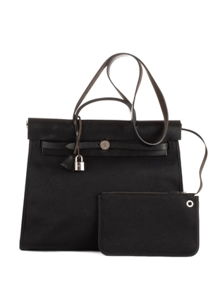 Hermès Pre-Owned 2000 leather-trim shoulder bag - Black