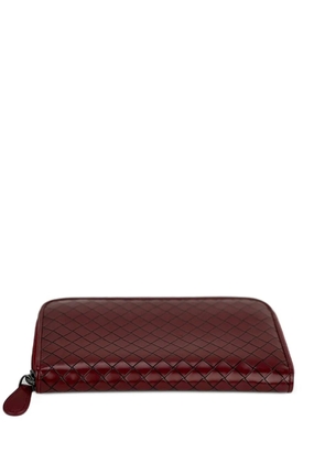 Bottega Veneta Pre-Owned intrecciato zip around leather wallet clutch - Red