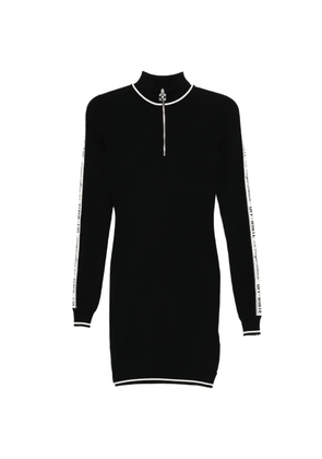 Off-White logo tape long-sleeved dress - Black