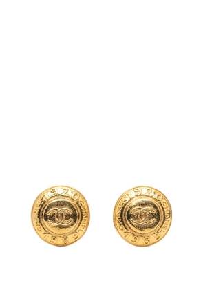 CHANEL Pre-Owned 1970-1980 CC Gold Plated Round Clip On Earrings costume earrings