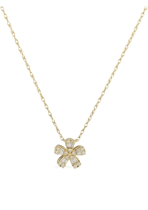 LB Exclusive 14K yellow gold diamond flower-pendant necklace