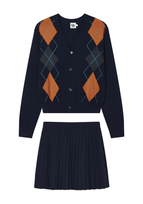 b+ab pleated mini skirt set - Blue