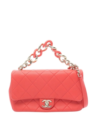 CHANEL Pre-Owned 2019 Small Quilted Lambskin Elegant Chain Single Flap satchel - Red