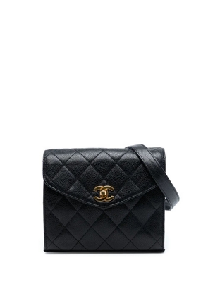 CHANEL Pre-Owned 1996-1997 Mini CC Quilted Caviar Envelope Flap crossbody bag - Black